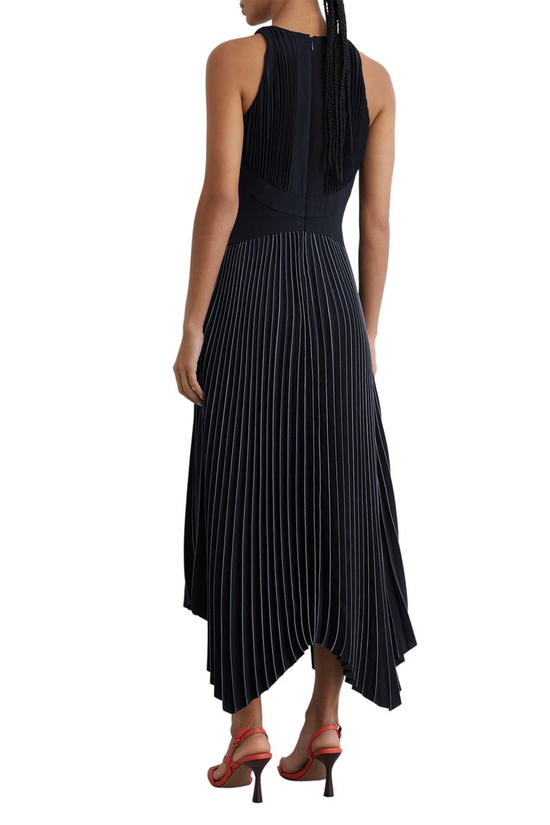 Rachel Pleated Sleeveless Midi Dress, Alternate, color, NAVY
