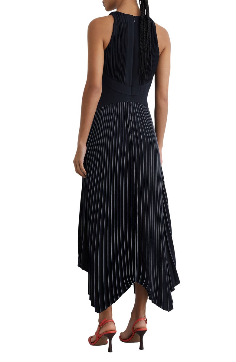 Reiss Rachel Pleated Sleeveless Midi Dress, Alternate, color, Navy