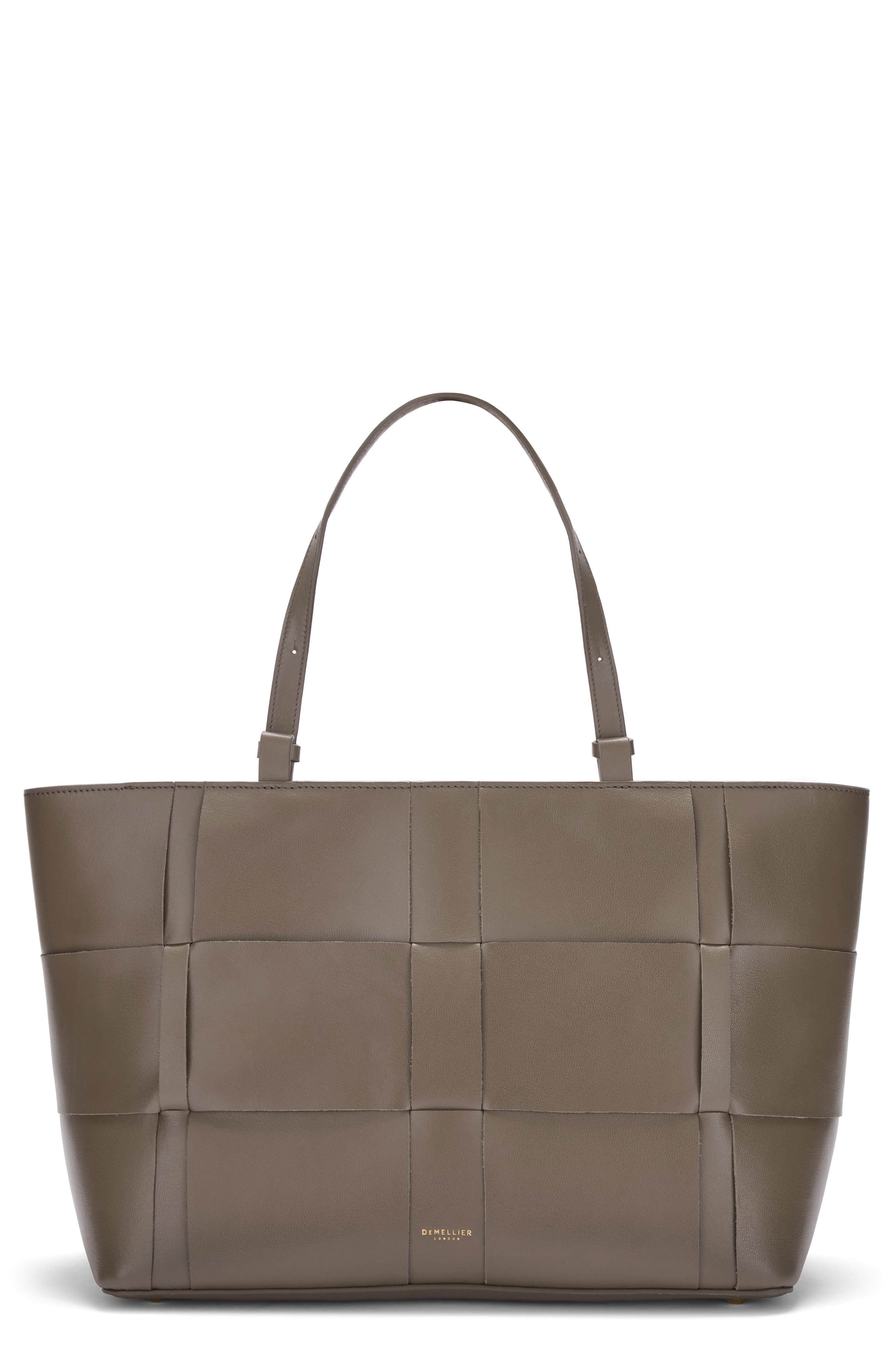 DeMellier The Florence Woven Leather Tote, Main, color, Dark Taupe