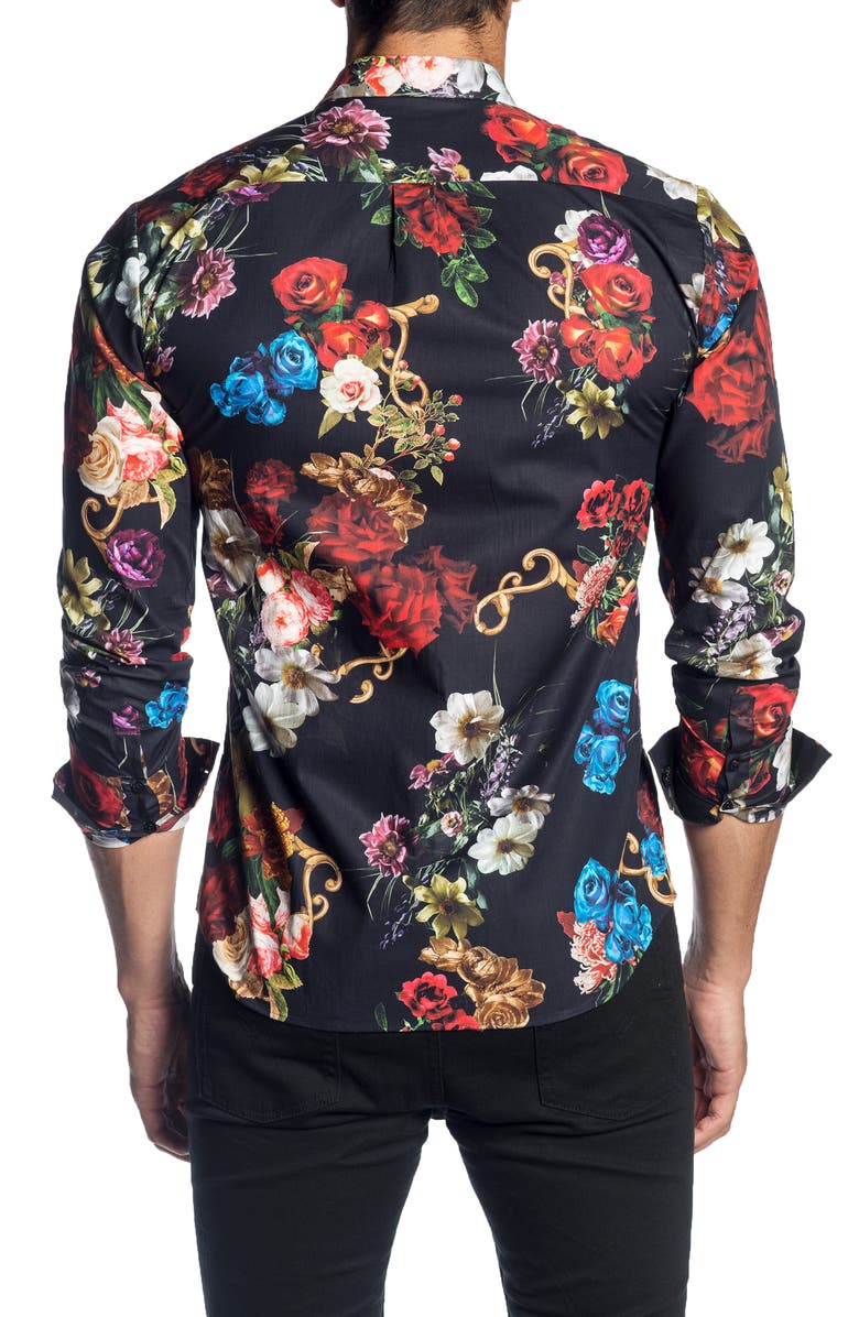 Jared Lang Trim Fit Floral Print Shirt, Alternate, color, 
