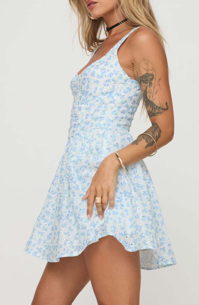 Princess Polly Gozette Broderie Anglaise Mini Sundress, Alternate, color, Blue Floral