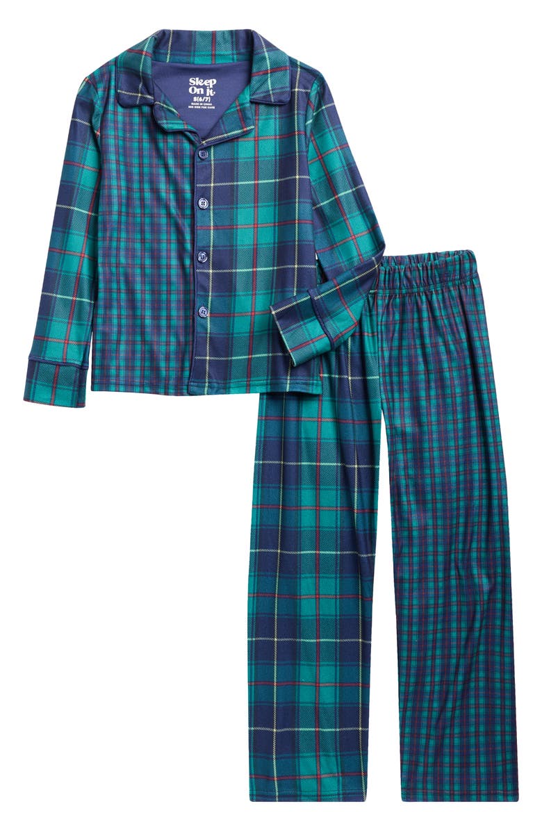 SLEEP ON IT Kids' Mixed Plaid Pajamas, Main, color, Green