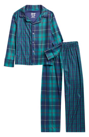 Sleep On It Kids' Mixed Plaid Pajamas In Blue