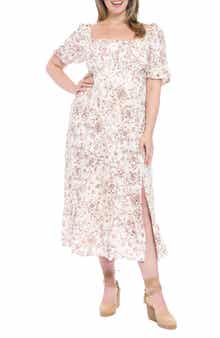 London Times Floral Puff Sleeve Maxi Dress