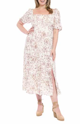 London Times Floral Puff Sleeve Maxi Dress