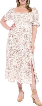 London Times Floral Puff Sleeve Maxi Dress