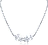 CZ by Kenneth Jay Lane Cubic Zirconia Flower Cluster Necklace