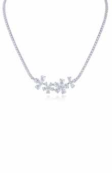 CZ by Kenneth Jay Lane Cubic Zirconia Flower Cluster Necklace