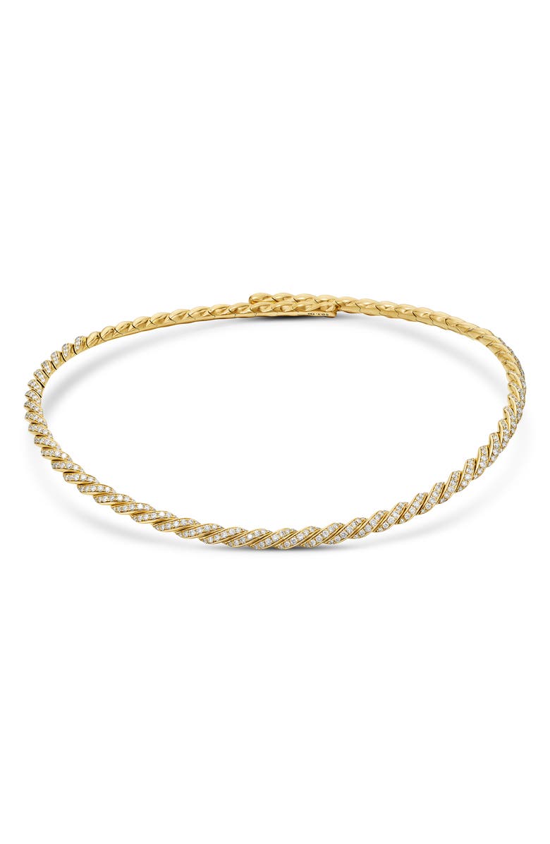 David Yurman Pavé Flexible 18K Gold Necklace with Diamonds, Alternate, color, Yellow Gold/ Diamond