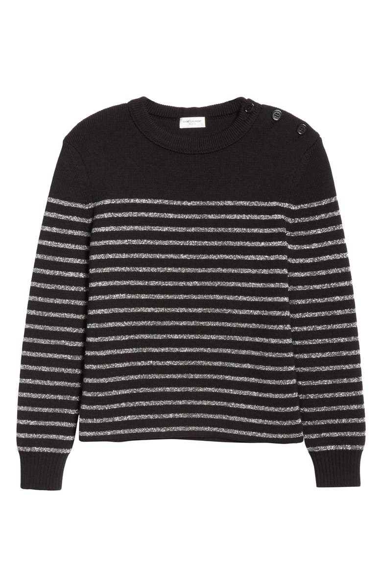 Saint Laurent Shimmer Stripe Wool Blend Sweater, Alternate, color, 