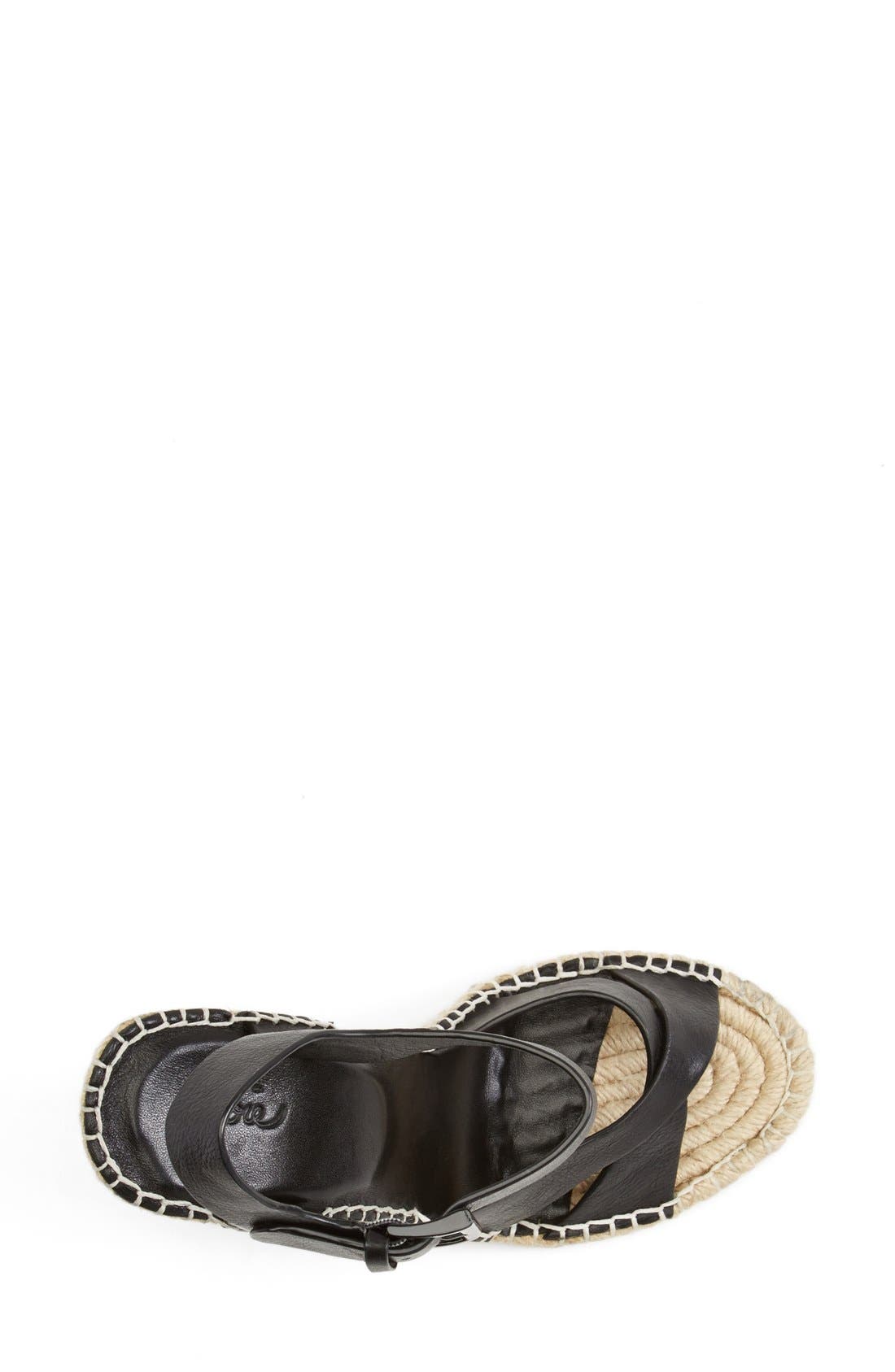 'Lena' Leather Wedge Sandal, Alternate, color, BLACK