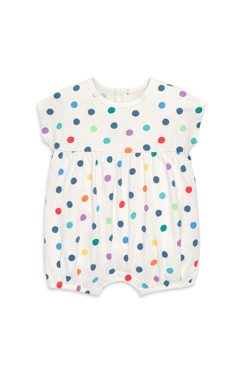 Primary Baby Bubble Shortie In Rainbow Confetti Dots, Main, color, Ivory Rainbow Dots