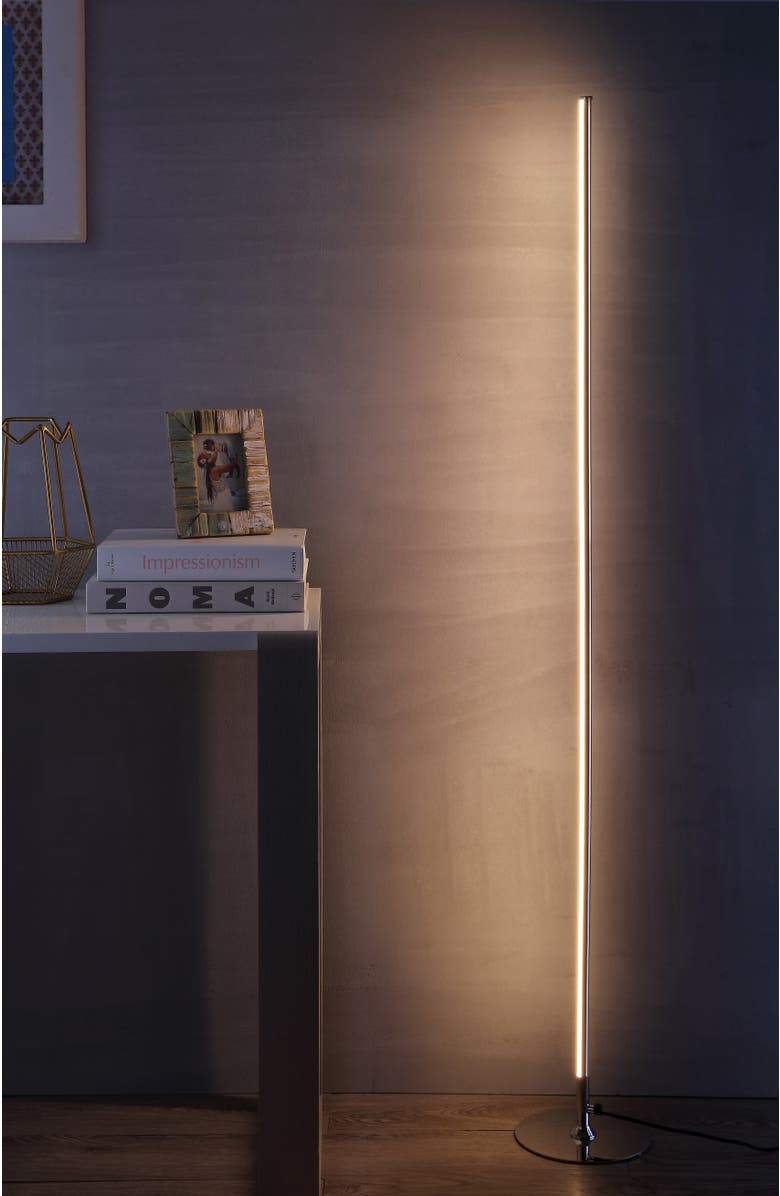 JONATHAN Y Iris 59.5" LED Integrated Floor Lamp, Alternate, color, Chrome
