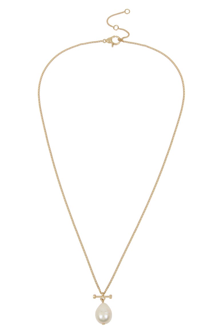 Imitation Pearl Bar Pendant Necklace, Main, color, GOLD