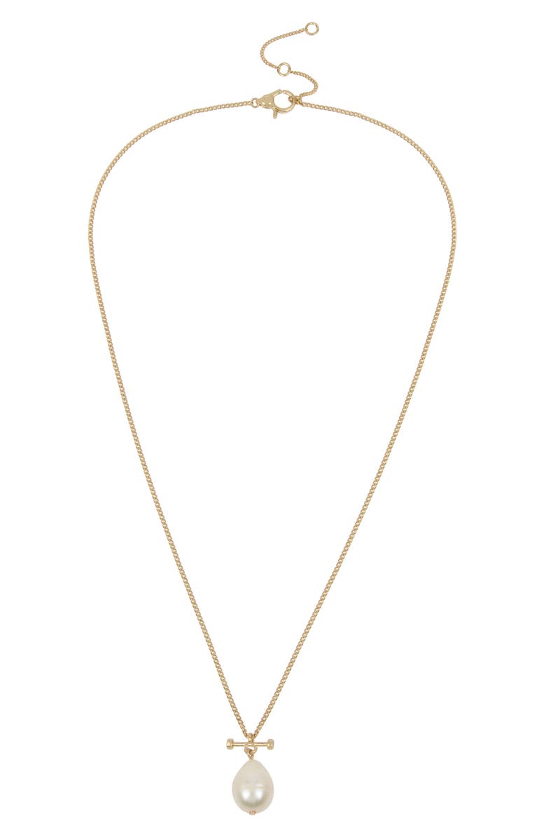 AllSaints Imitation Pearl Bar Pendant Necklace, Main, color,