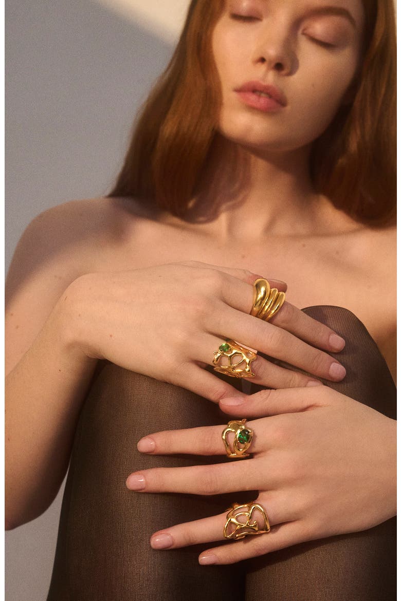 Isla Ring, Alternate, color, GOLD/ GREEN