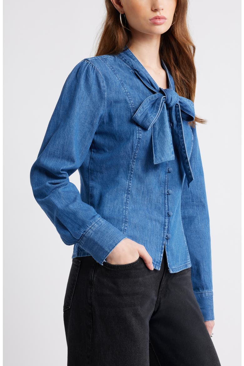 The Front Chambray Shirt, Alternate, color, MEDIUM WASH