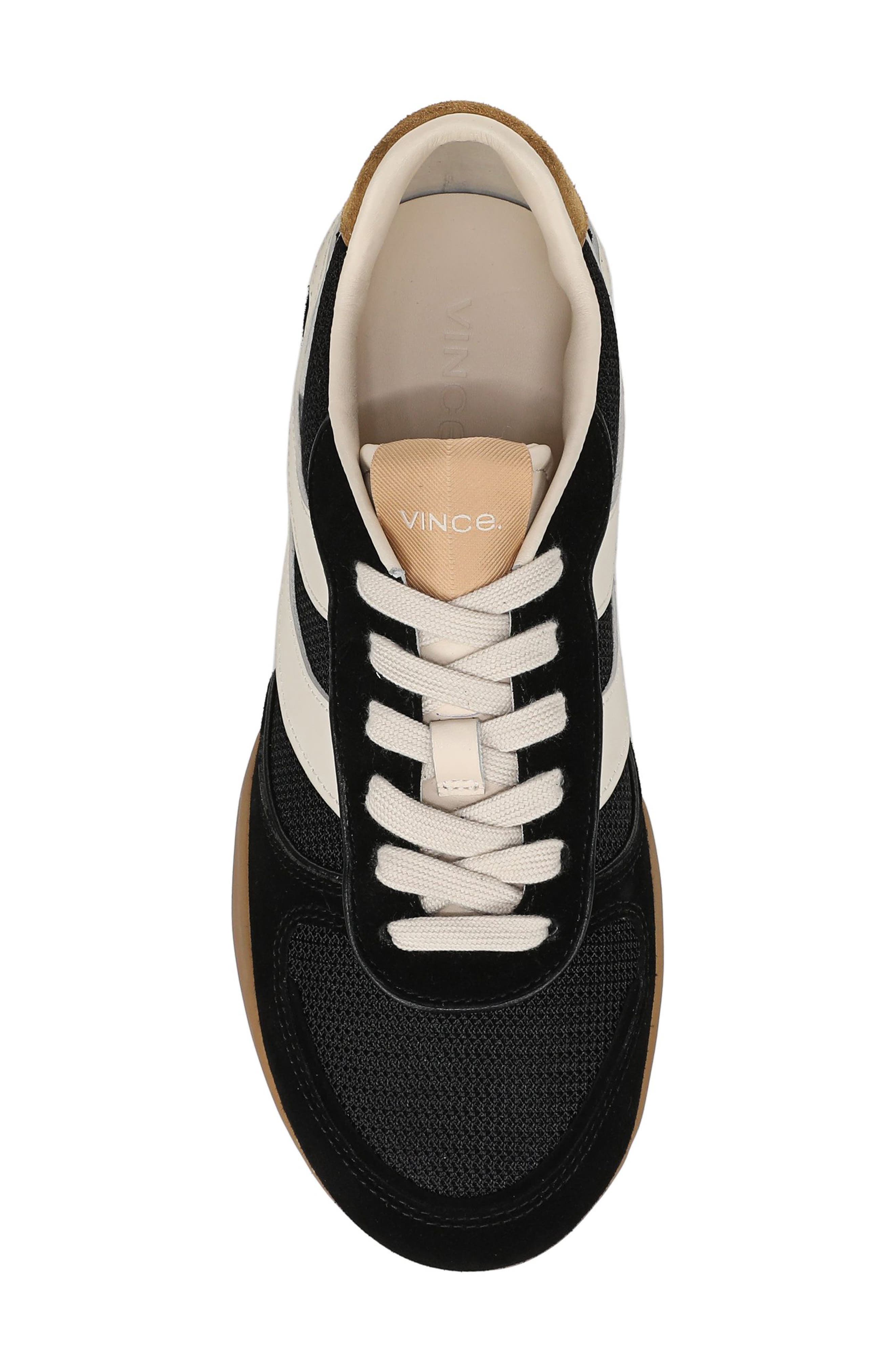 Echo Trainer Leather Sneaker, Alternate, color, BLACK/ FLAX