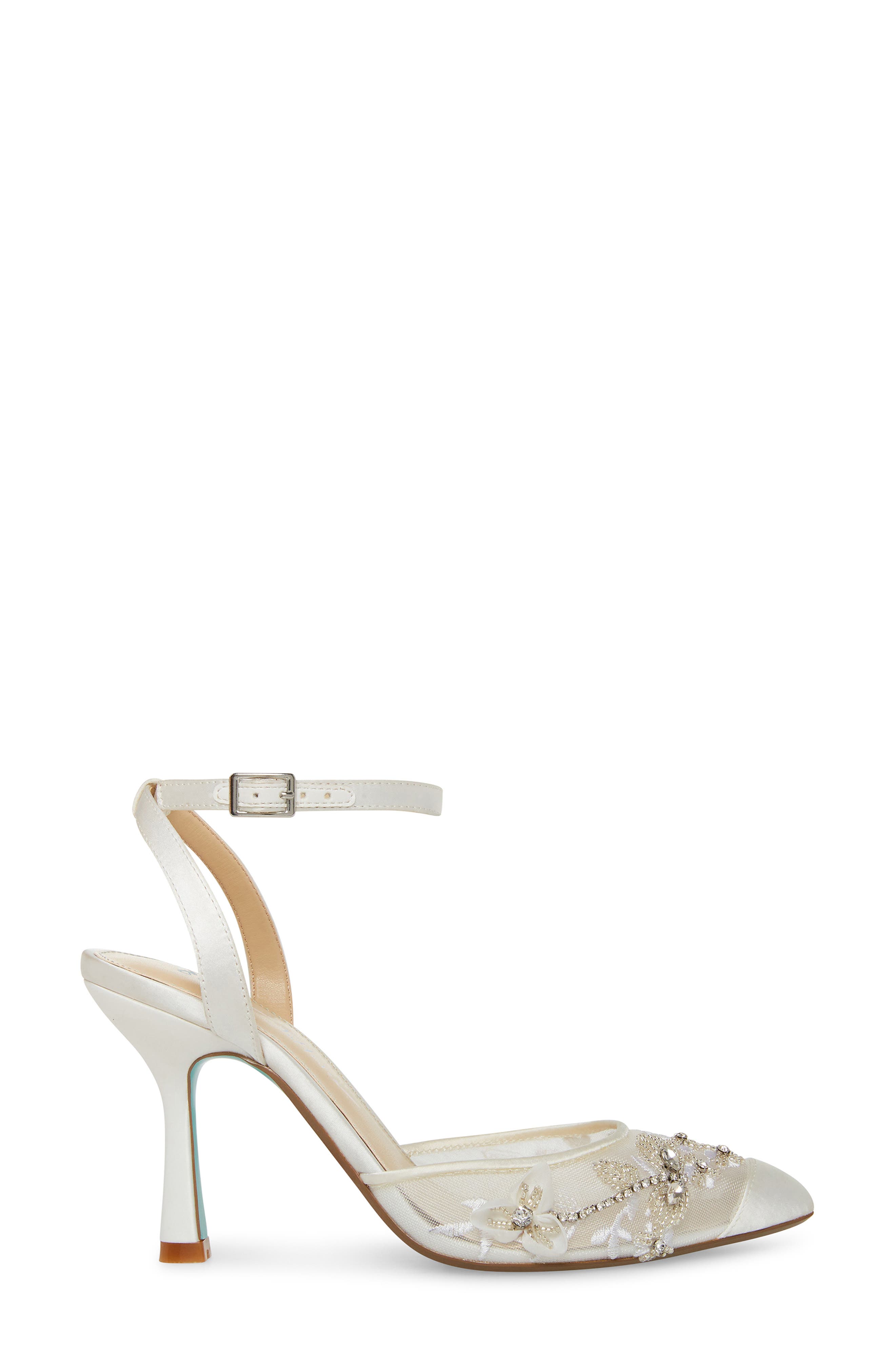 Betsey Johnson Micki Crystal Lace Ankle Strap Pump, Alternate, color, 