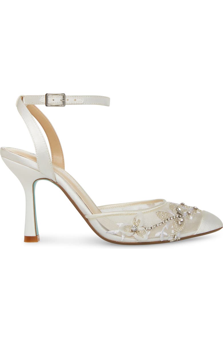 Betsey Johnson Micki Crystal Lace Ankle Strap Pump, Alternate, color,