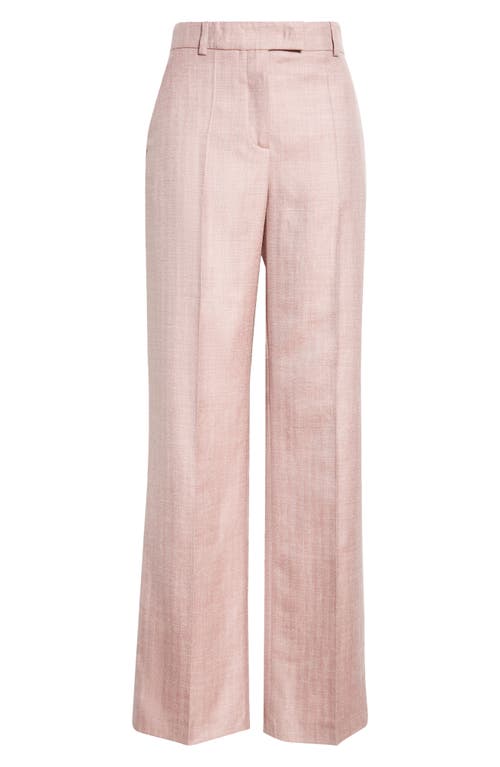 Eleventy Wool-silk-linen Straight Trousers In Rose
