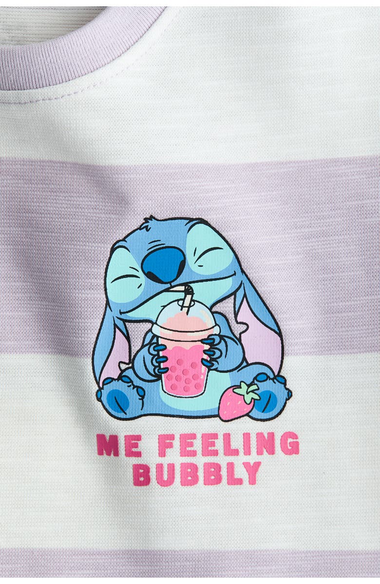 H&M Motif-detail T-shirt Dress, Alternate, color, Light Purple/Lilo & Stitch
