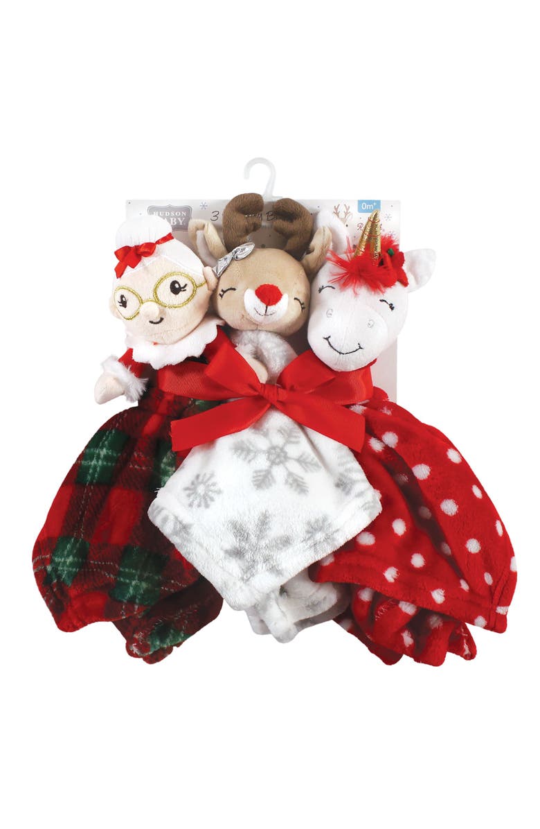 Hudson Baby Triple Pack Comfort Blankets, Alternate, color, Mrs Claus