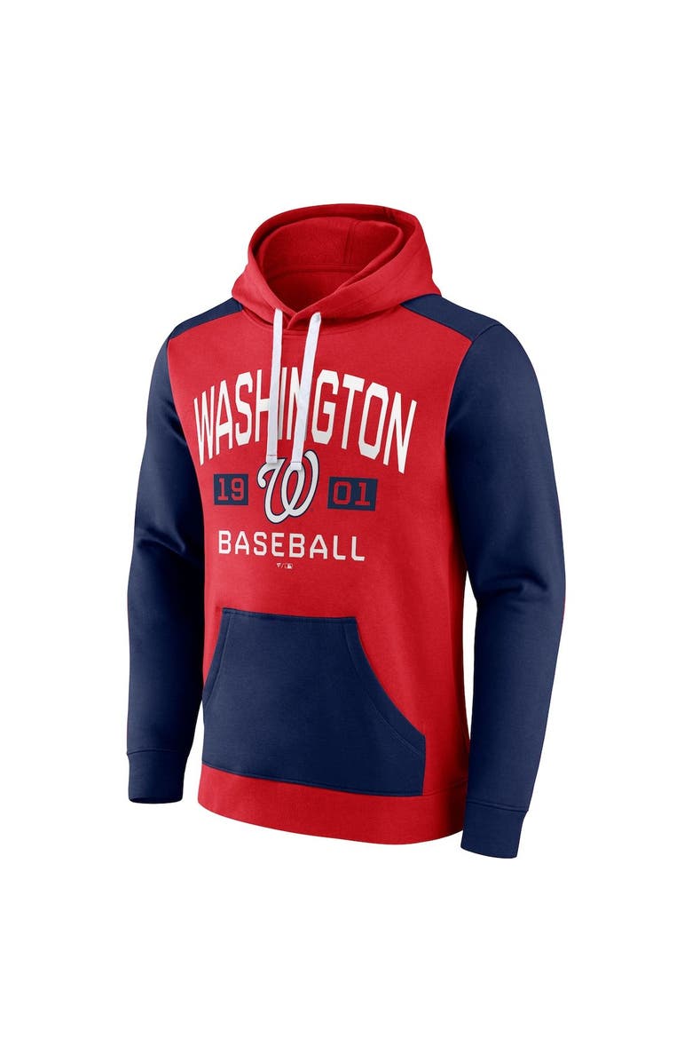 FANATICS Men's Fanatics Branded Red/Navy Washington Nationals Chip In Team Pullover Hoodie, Alternate, color, Red