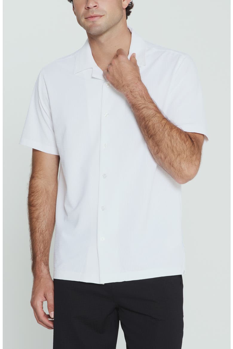 Sutherland Stretch Seersucker Camp Shirt, Main, color, IVORY