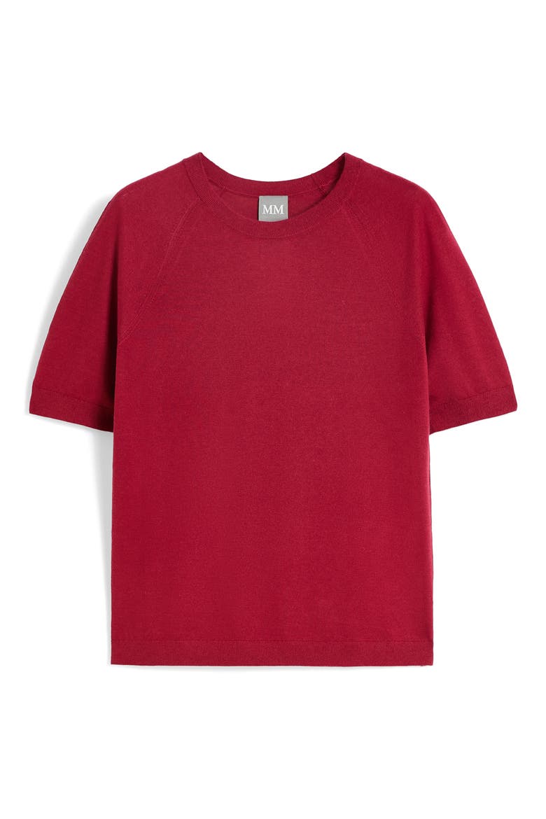 Orbita Short Sleeve Wool & Cashmere Sweater, Alternate, color, DARK RED
