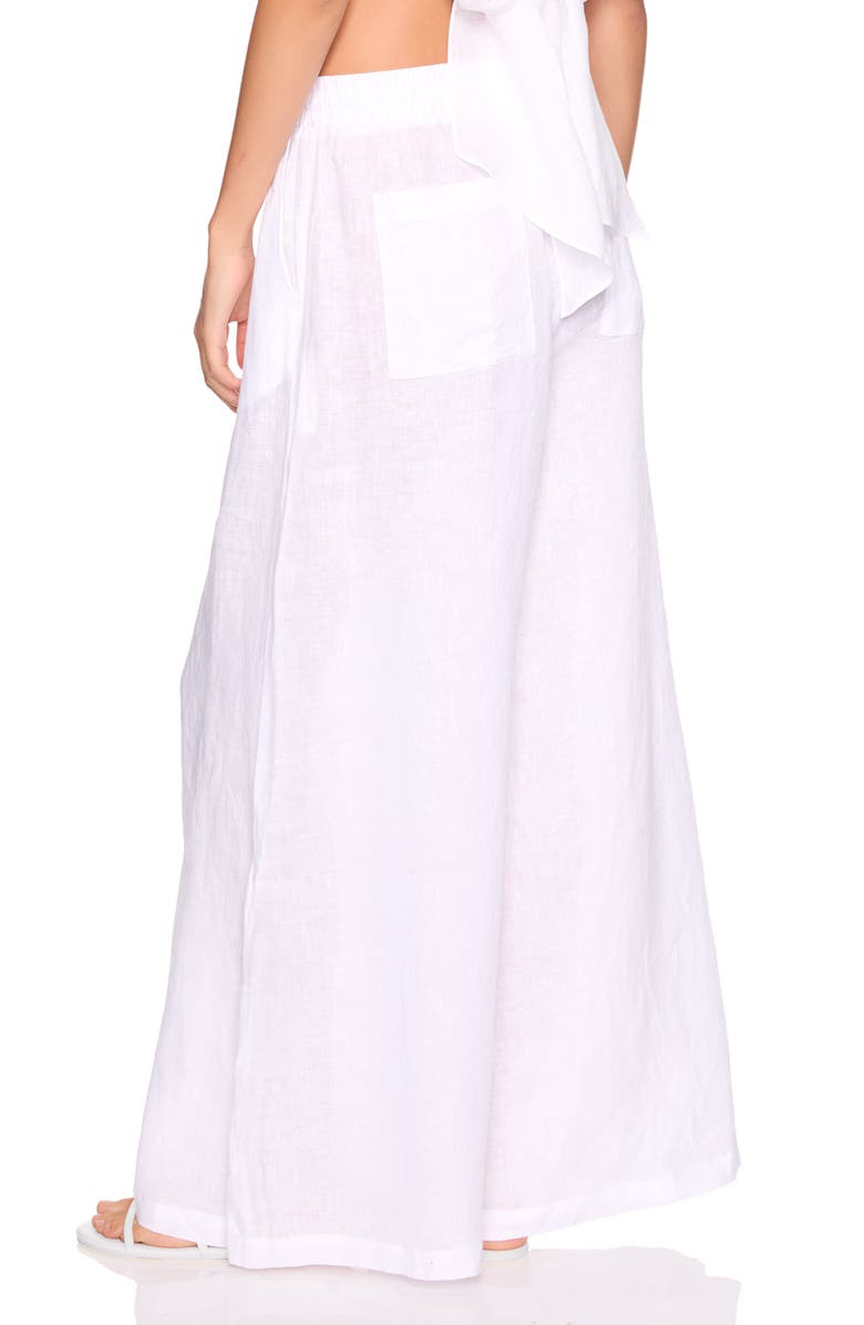 Susana Monaco Tie Waist Wide Leg Linen Pants, Alternate, color, Sugar