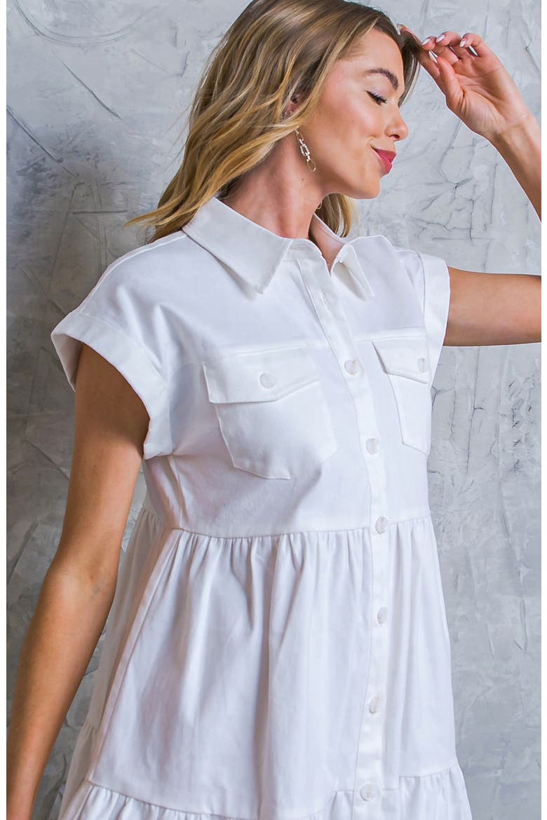 Short Sleeve Tiered Shirtdress, Alternate, color, WHITE