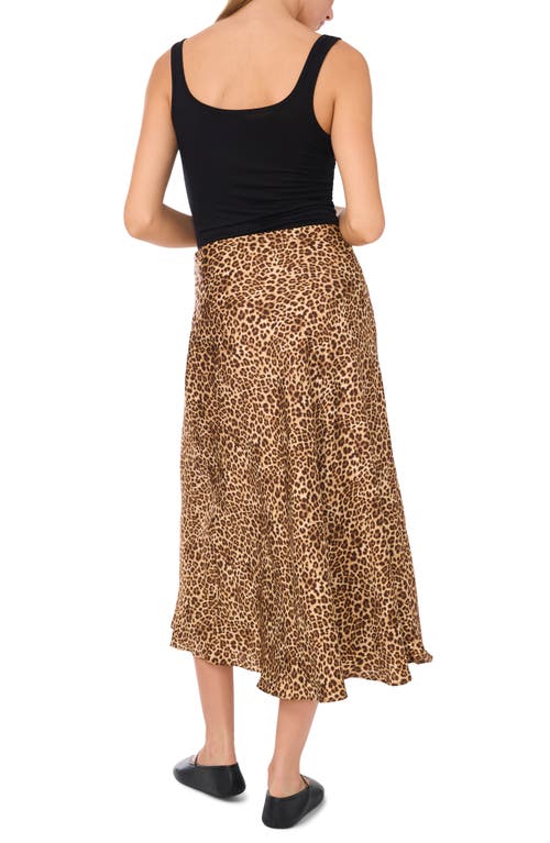 1.state Ditsy Darling Womens Animal Print Satin Midi Skirt In Sand