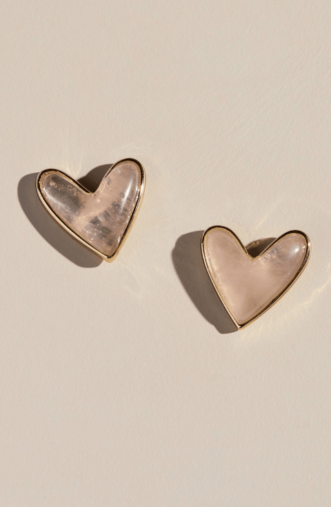 Sweetheart Stone Stud Earrings