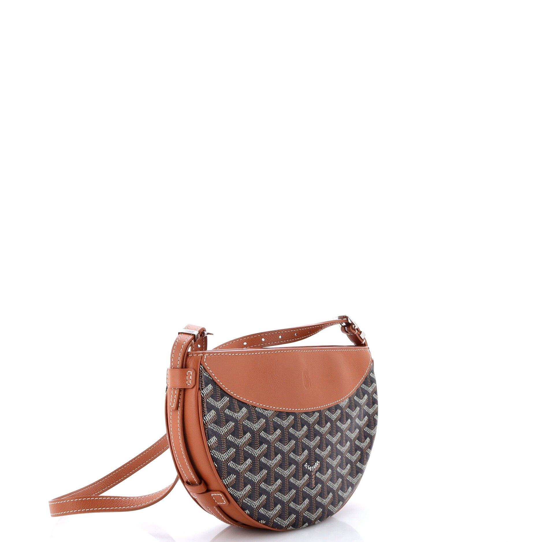 Hirondelle Shoulder Bag Coated Canvas and Leather, Alternate, color, Brown