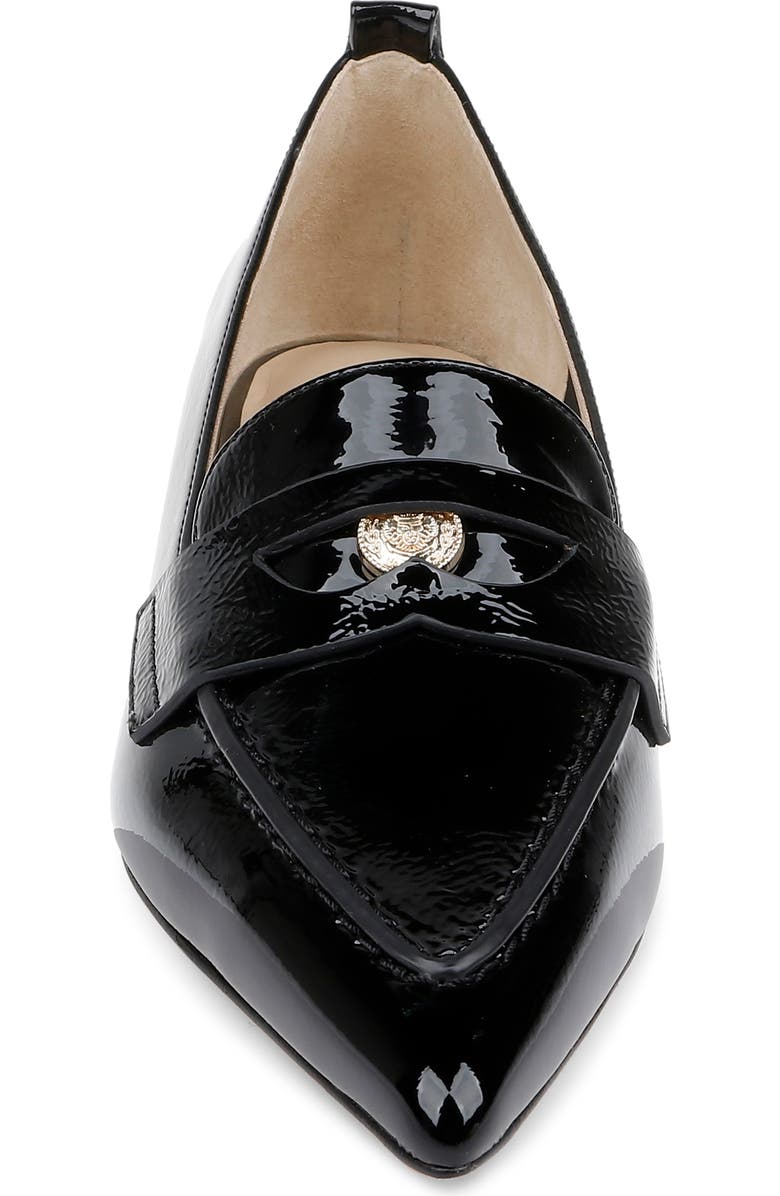 L'AGENCE Maelys Pointed Toe Penny Loafer, Alternate, color, Black Patent