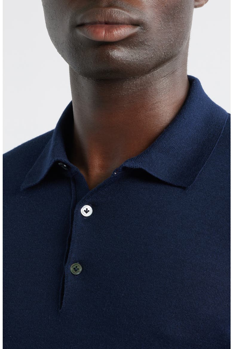 Long Sleeve Wool & Silk Polo Sweater, Alternate, color, NAVY