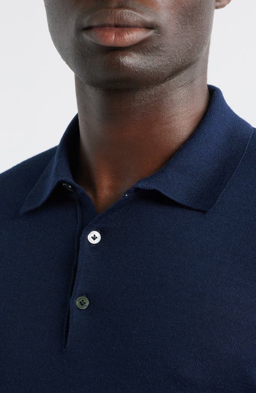 Jack Victor Long Sleeve Wool & Silk Polo Sweater In Blue