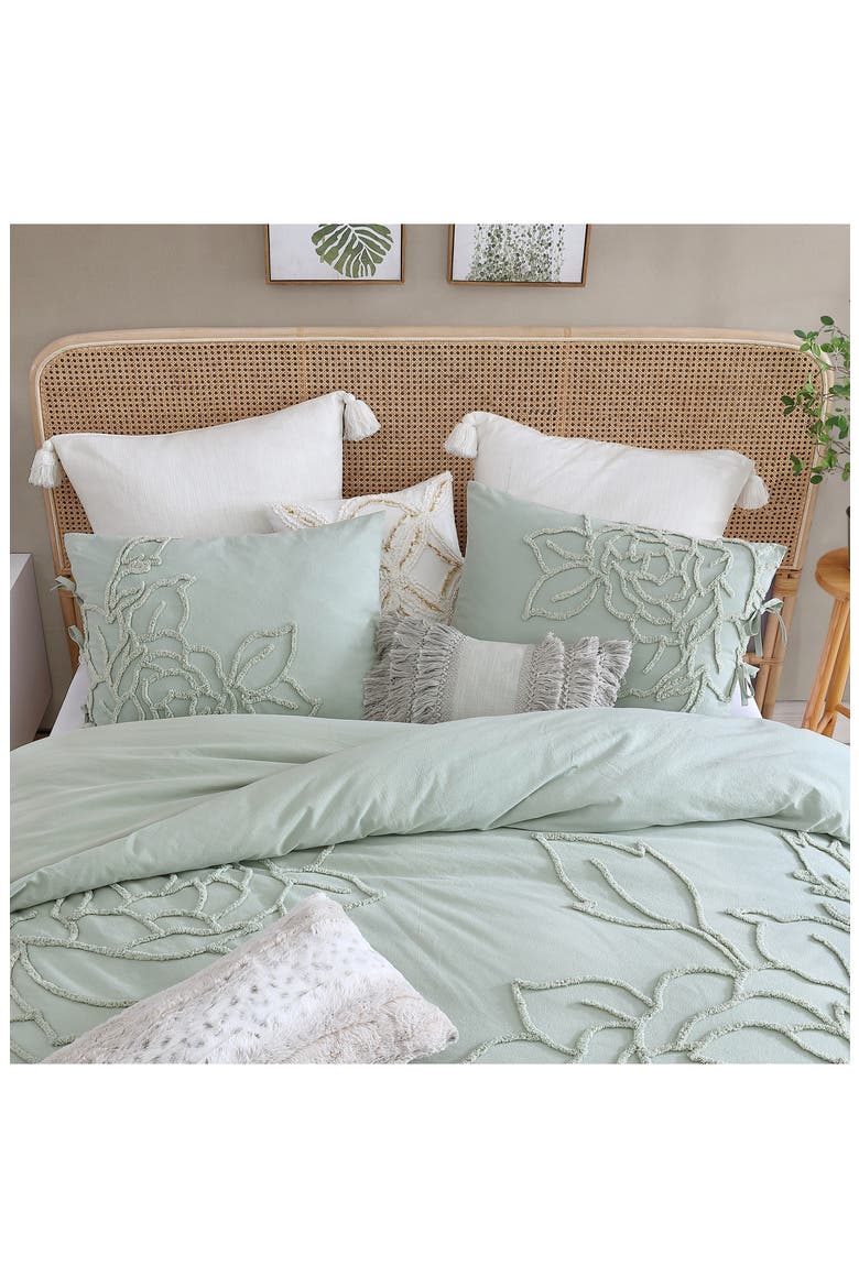 Chenille Rose Comforter & Sham Set, Alternate, color, GREEN