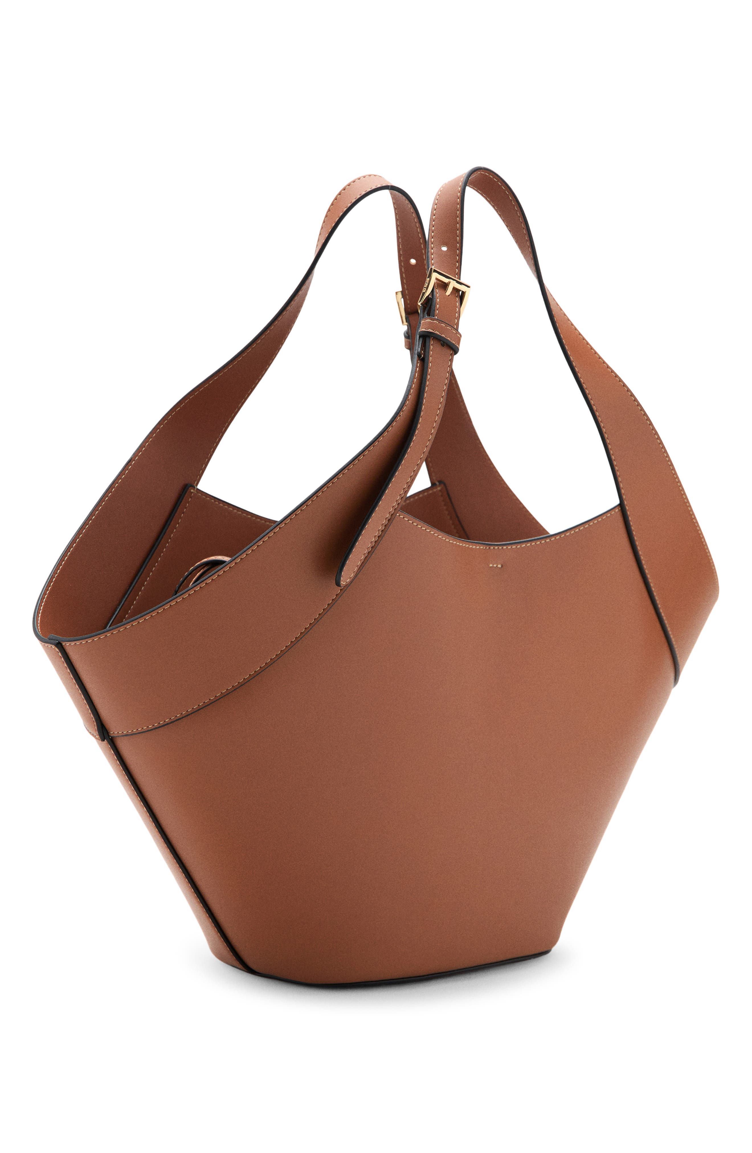 Large Faux Leather Shoulder Bag, Alternate, color, LEATHER