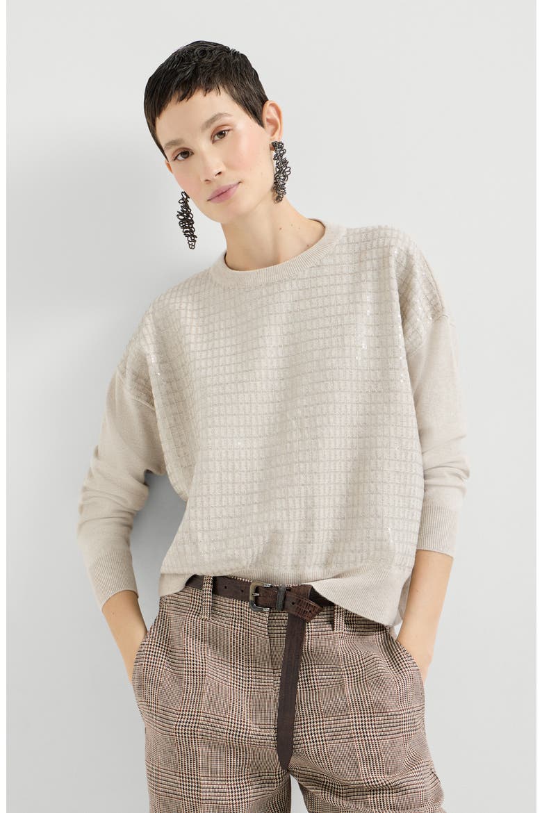 Dazzling Embroidery sweater, Alternate, color, Beige
