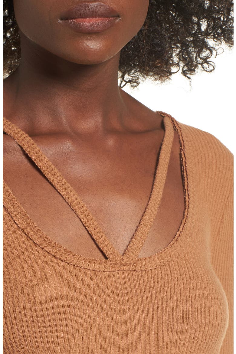 Strappy Ribbed Top, Alternate, color, BROWN BUCKTHORN