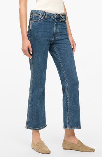 Staud X Wrangler The Cropped Indigo Wash Bootcut Jean In Indigo Wash