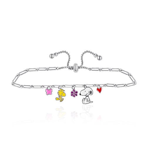 Peanuts Snoopy Enamel Charm Woodstock Bracelet In Metallic