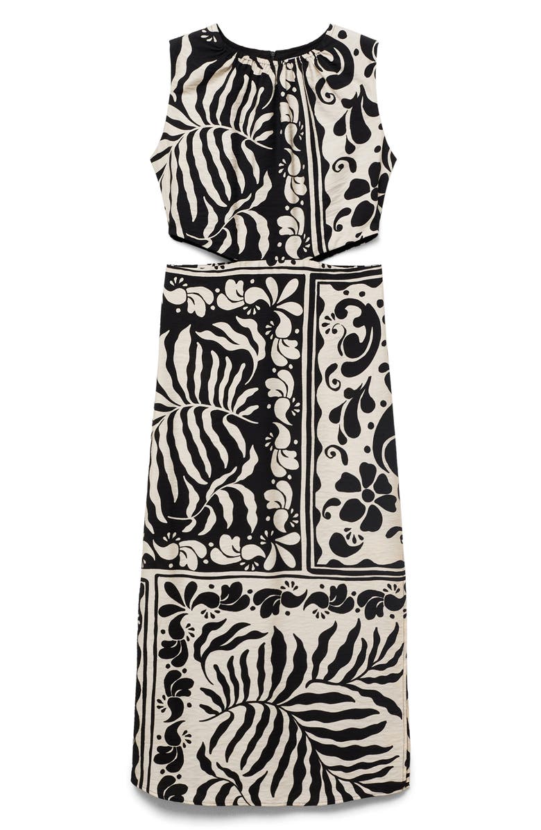 MANGO Side Cutout Sleeveless Midi Dress, Alternate, color, Black