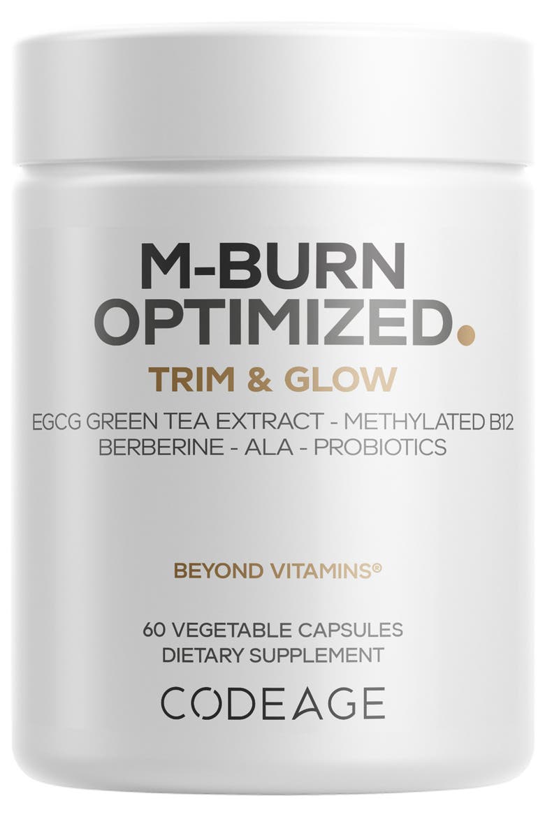 M-Burn Optimized Decaf Green Tea, Berberine, ALA & Probiotics Supplement, Main, color, White