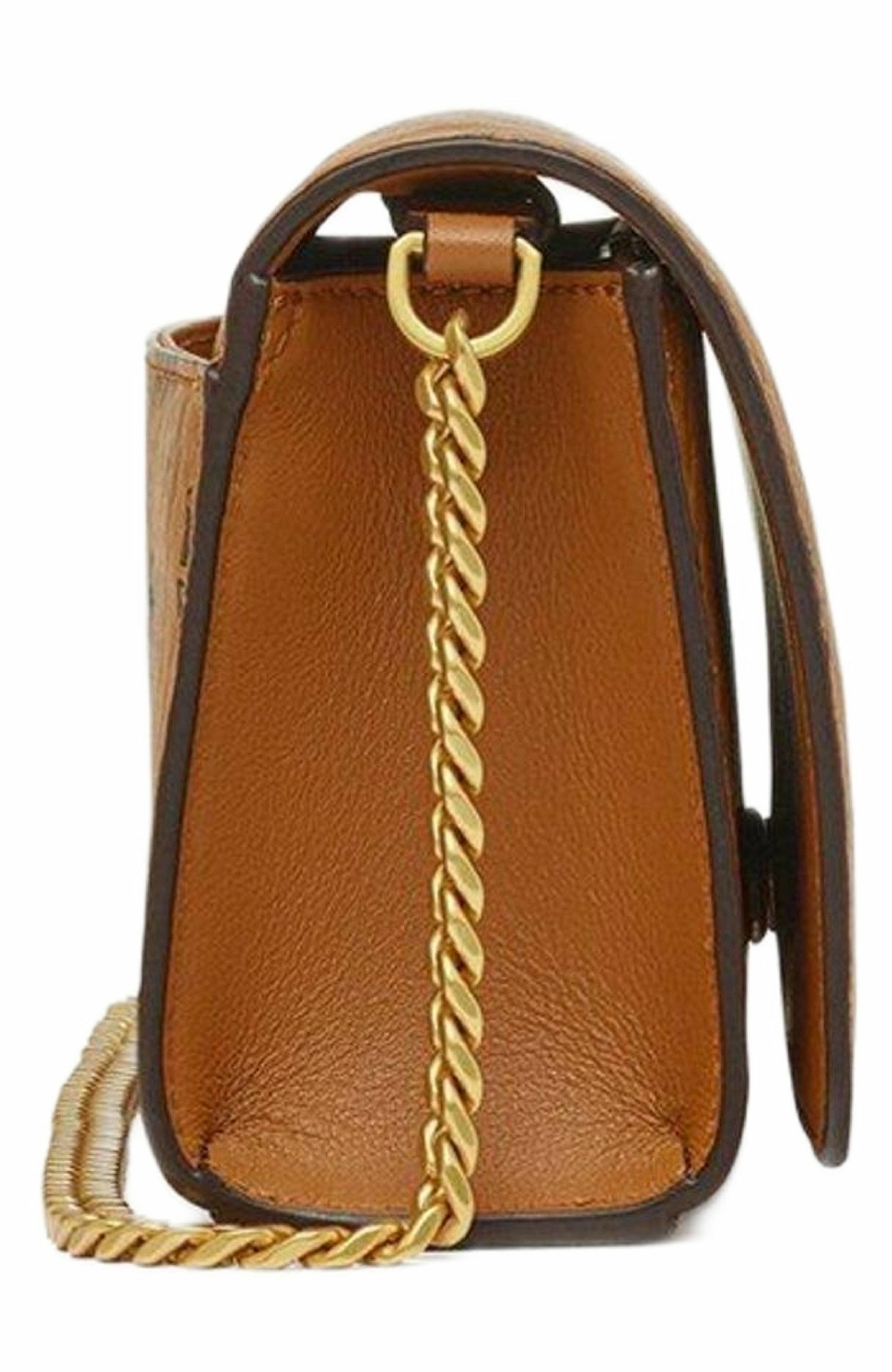 MCM Mini Aren Shoulder Bag in Visetos, Alternate, color, Cognac