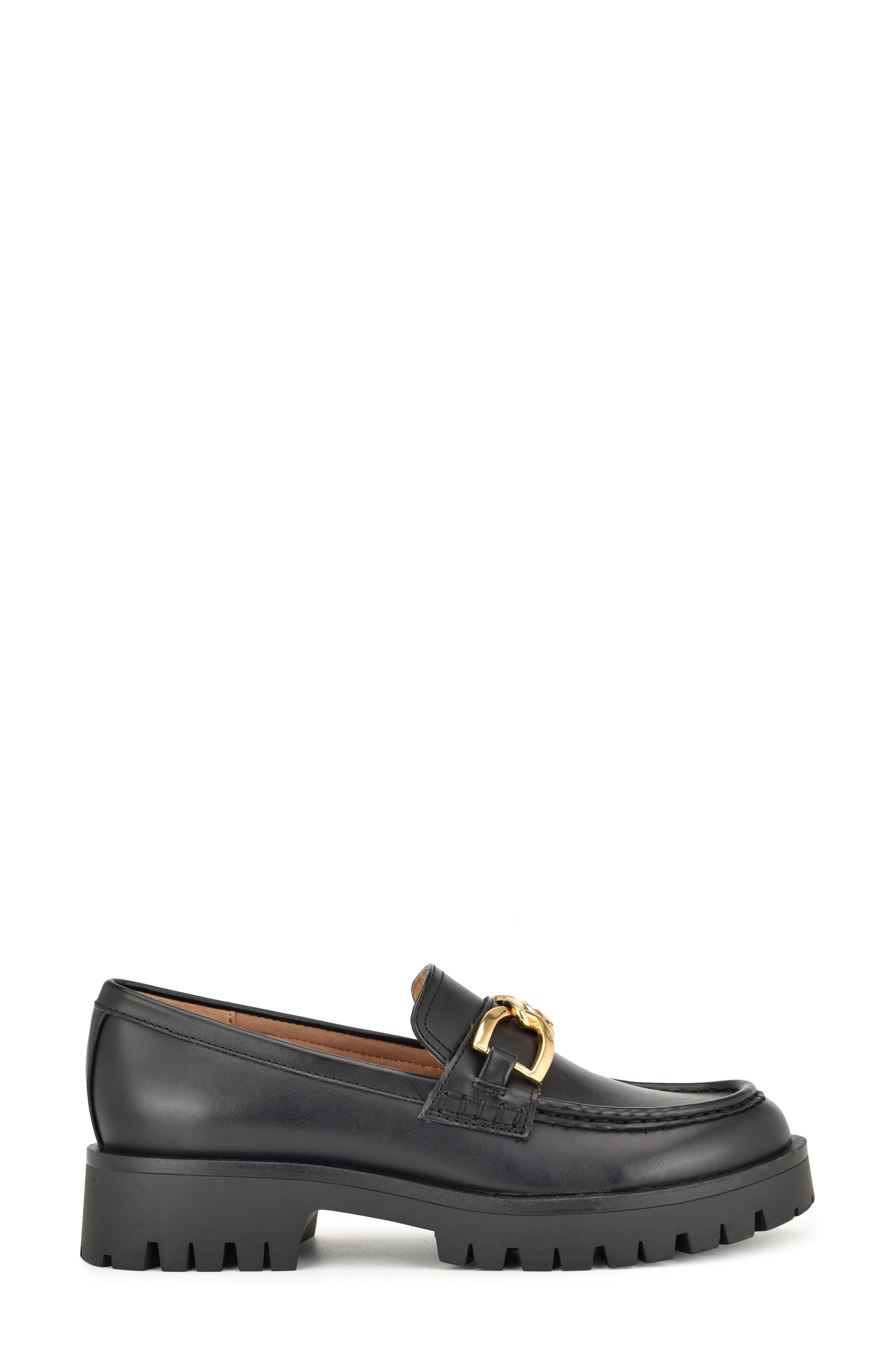 Nine West Gables Lug Loafer, Alternate, color, Black Smooth