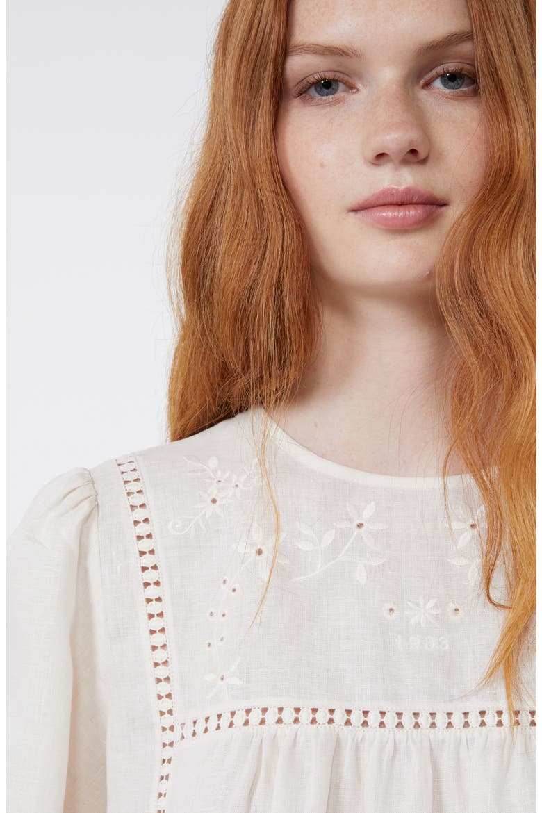 Bacino Embroidery Top, Alternate, color, ECRU