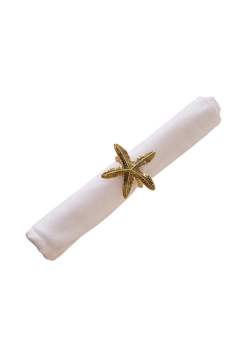 Gold Starfish Napkin Rings Set of 4, Alternate, color, Yellow